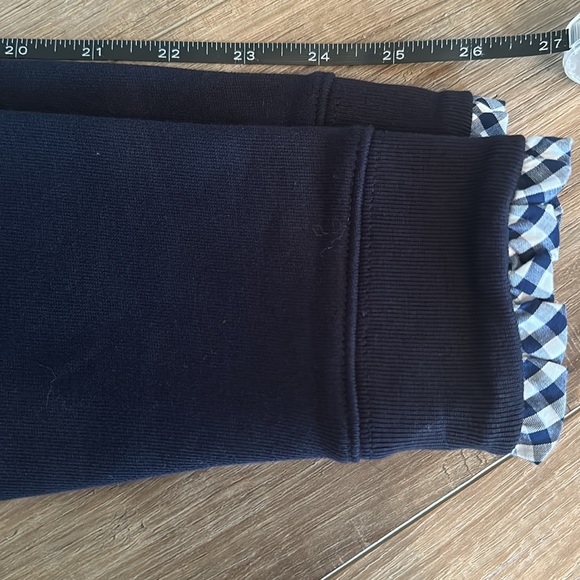 J. Crew Mercantile Navy Gingham Collar Trim Sweatshirt Zip Popover | Small - Picture 6 of 8